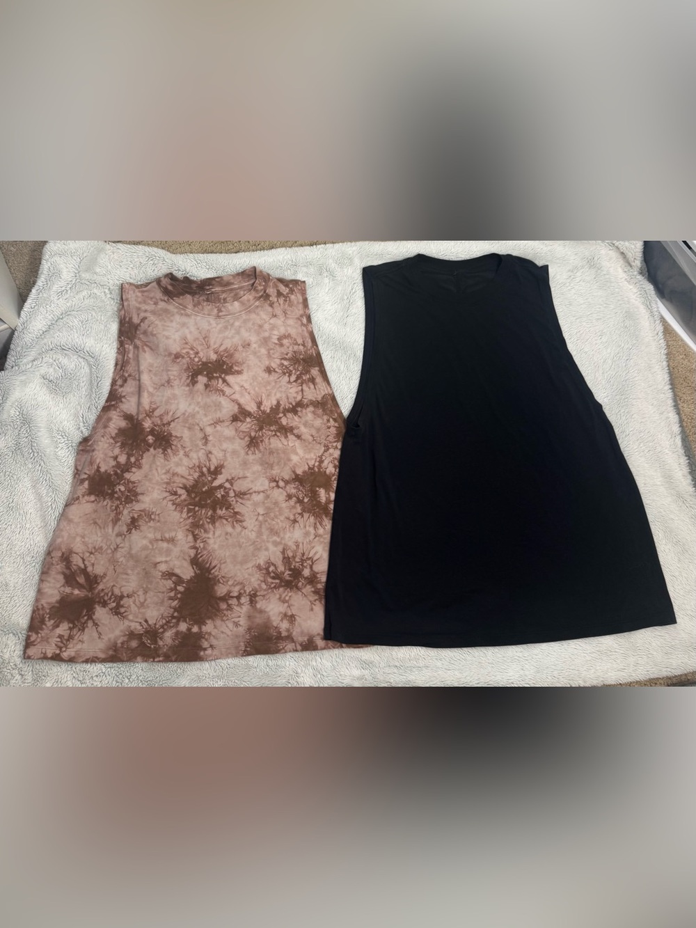 Lululemon Lot of All Yours Tank Tops size 6 Black and Cloudy Wash Cacao 2 tanks!